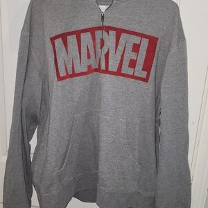 Disney Gray and Red Men's Zip-Up Sweater